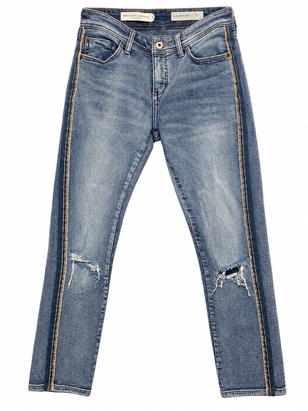 Pilcro Anthropologie Slim Boyfriend Distressed Side Stripe Jeans Size 25